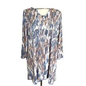 Cottagecore Paisley Grace shirt size Med blue brown relaxed Tunic‎ fit